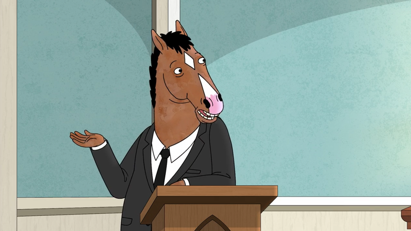 Illustration for article titled BoJack Horseman
delivers a jaw-dropping eulogy and once again raises the bar for
concept episodes